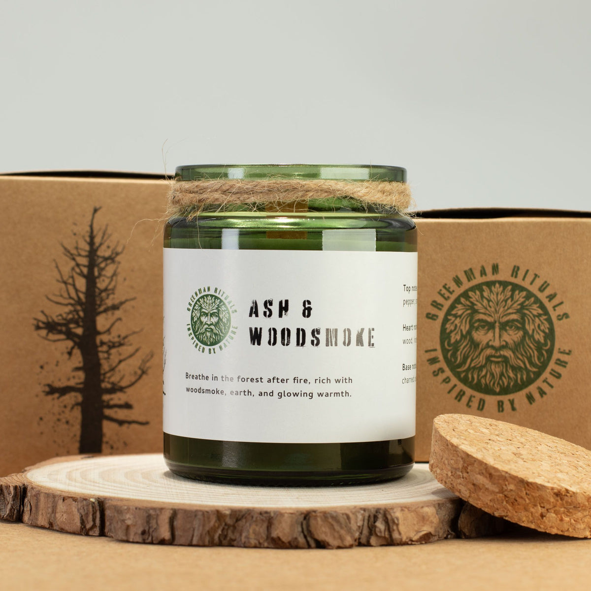 Bougie de soja Frêne & Fumée de bois — Greenman Rituals